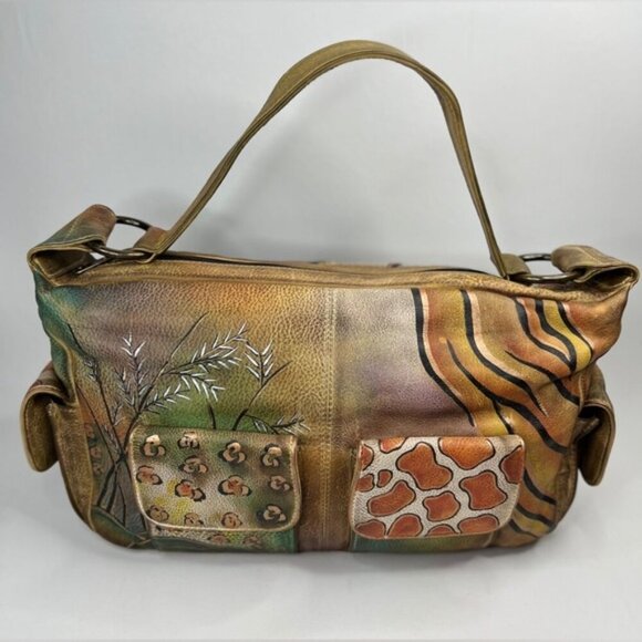 anuschka multi pocket travel crossbody bag Anna by Women's Original Hand-Painted Leather Add a unique touch to your wardrobe with this Floral Passion multi compartment leather hand painted medium crossbody bag Anuschka Triple Compartment Crossbody -
